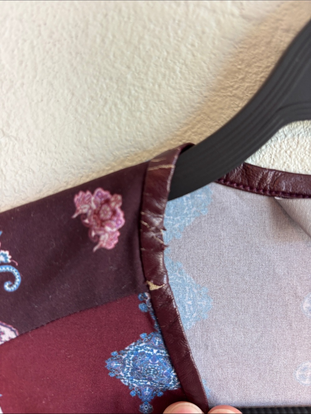 Bundle 2/$30! Clover Canyon Burgundy and Black Boho Midi Dress with Blue Accents - Picture 6 of 9